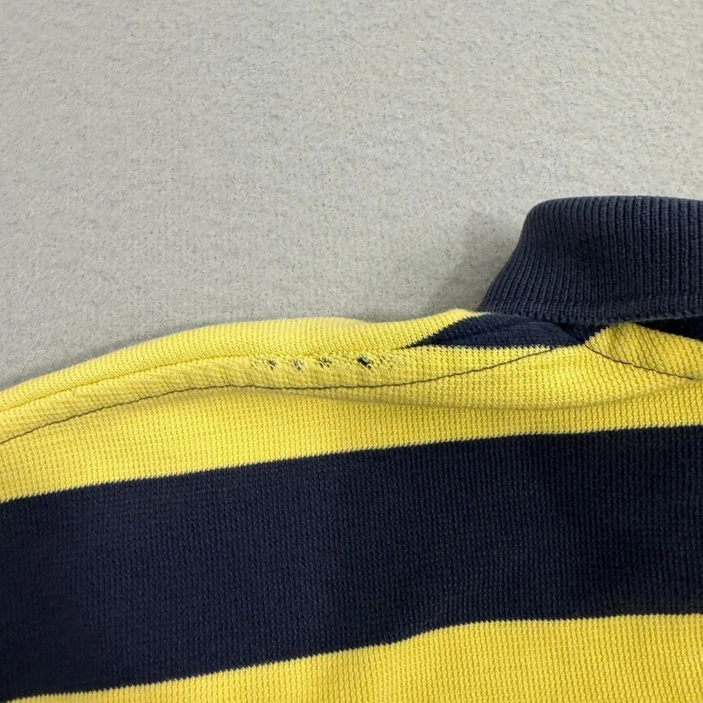 Vintage Polo Ralph Lauren Polo Men's XXL Yellow Blue Striped Short Sleeve Cotton